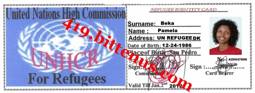 pamela refugee id card